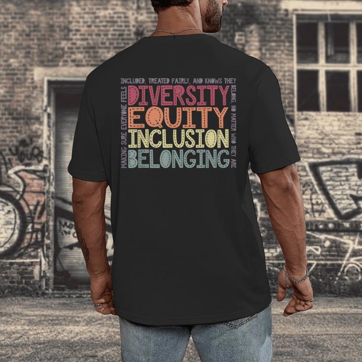 Retro Diversity Equity Inclusion Belonging DEIB Teacher Men's Back Print T-Shirt, funny design Retro Diversity Equity Inclusion Belonging DEIB Teacher Men's Back Print T-Shirt, funny design