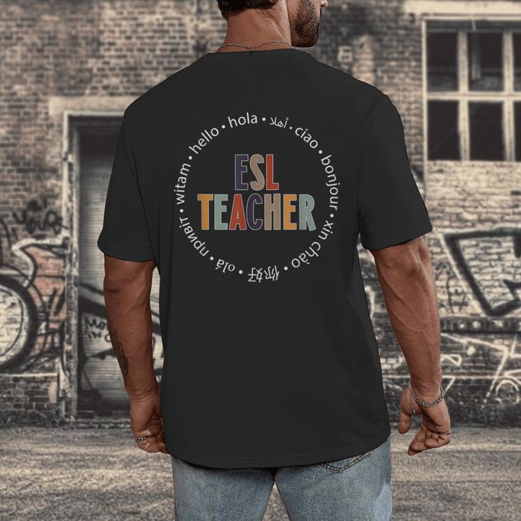Retro ESL Teacher Teach Multilingual Learners Team Men's Back Print T-Shirt, funny design Retro ESL Teacher Teach Multilingual Learners Team Men's Back Print T-Shirt, funny design