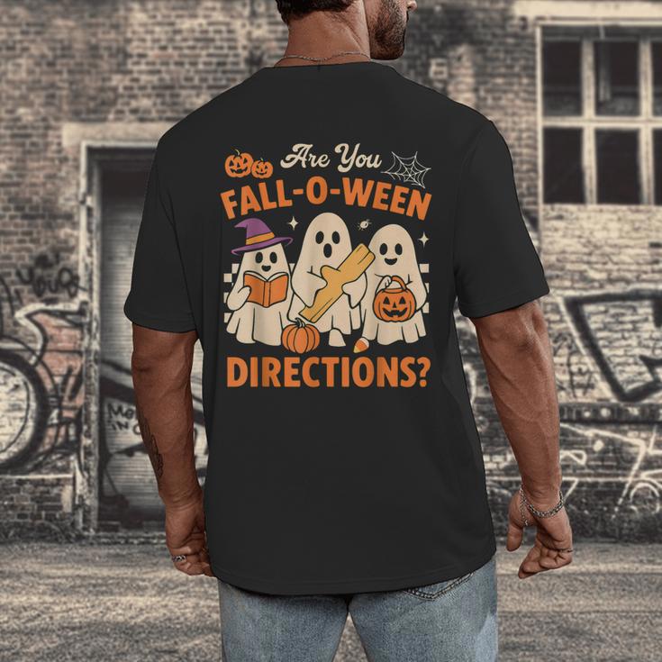 Retro Are You Fall O Ween Directions Ghost Teacher Spooky Men's Back Print T-Shirt, funny design Retro Are You Fall O Ween Directions Ghost Teacher Spooky Men's Back Print T-Shirt, funny design