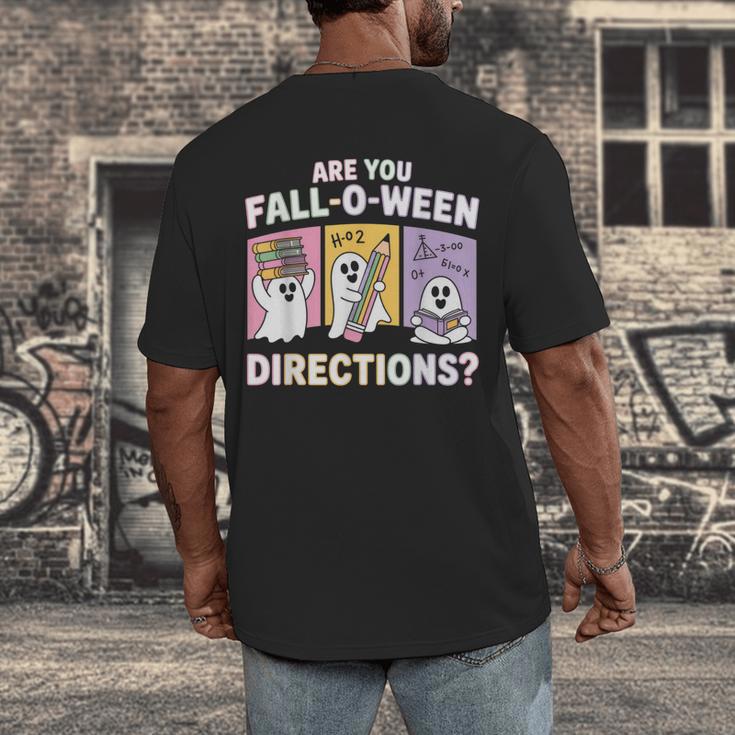 Retro Are You Fall O Ween Directions Teacher Halloween Ghost Men's Back Print T-Shirt, funny design Retro Are You Fall O Ween Directions Teacher Halloween Ghost Men's Back Print T-Shirt, funny design