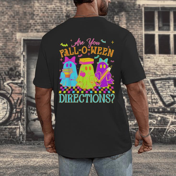Retro Are You Falloween Direction Teacher Spooky Halloween Men's Back Print T-Shirt, funny design Retro Are You Falloween Direction Teacher Spooky Halloween Men's Back Print T-Shirt, funny design