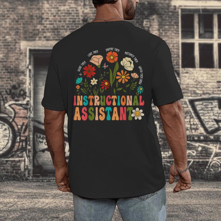 Retro Instructional Assistant Wildflowers Teacher Aide Men's Back Print T-Shirt, funny design
