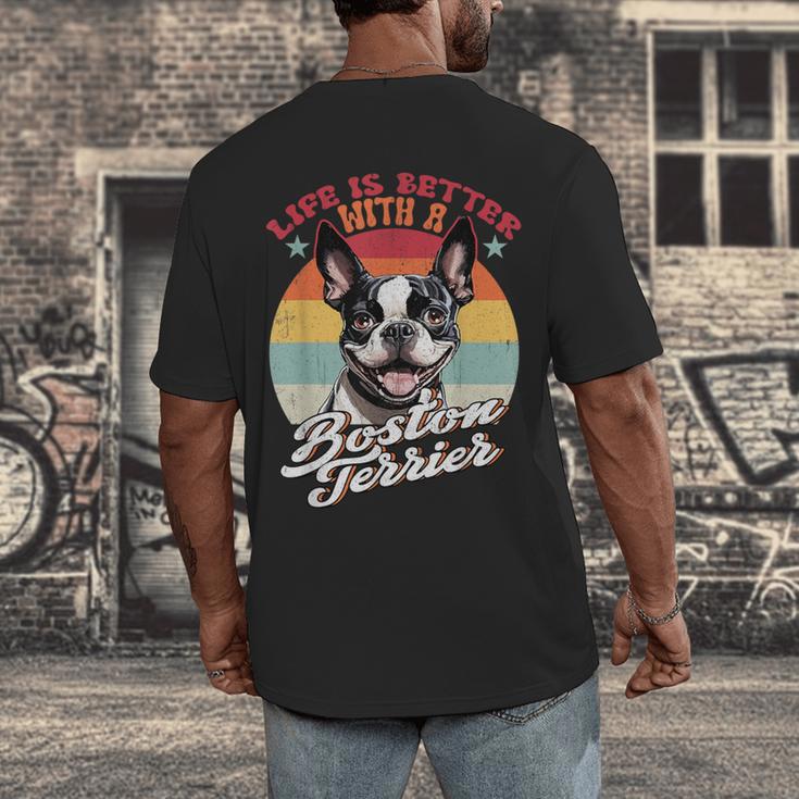 Retro Life Is Better With Boston Terrier Mom Dog Lover Men's Back Print T-Shirt, funny design