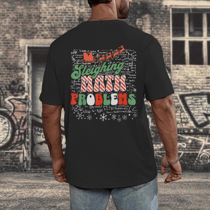 Retro Sleighing Math Problems Santa Math Teacher Christmas Men's Back Print T-Shirt, funny design Retro Sleighing Math Problems Santa Math Teacher Christmas Men's Back Print T-Shirt, funny design