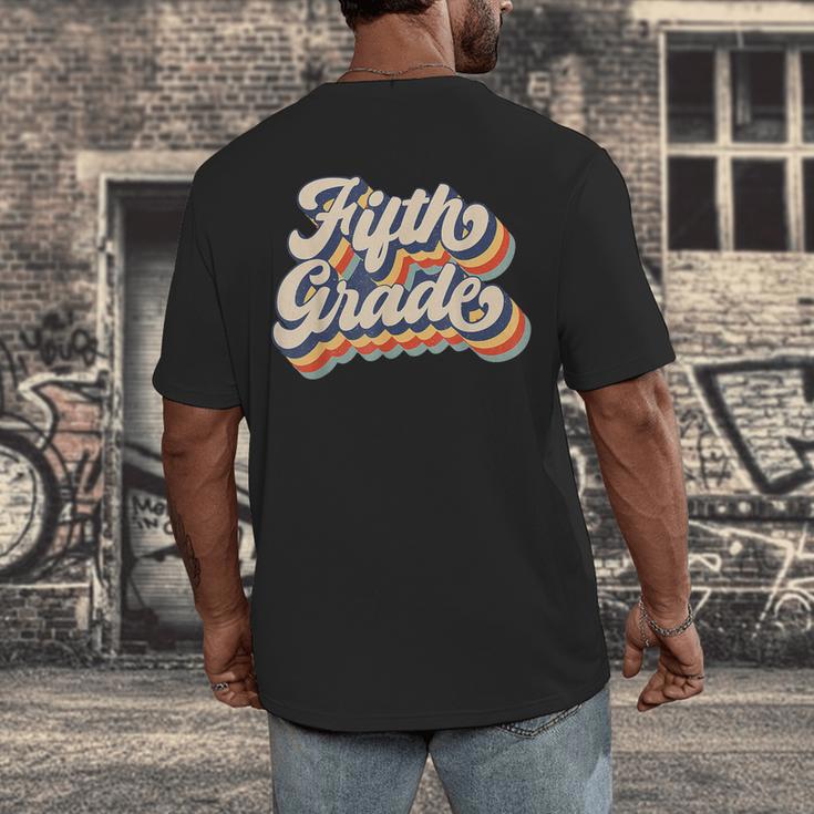 Retro Sunset Fifth Grade Teacher & Student Back To School Men's Back Print T-Shirt, funny design Retro Sunset Fifth Grade Teacher & Student Back To School Men's Back Print T-Shirt, funny design