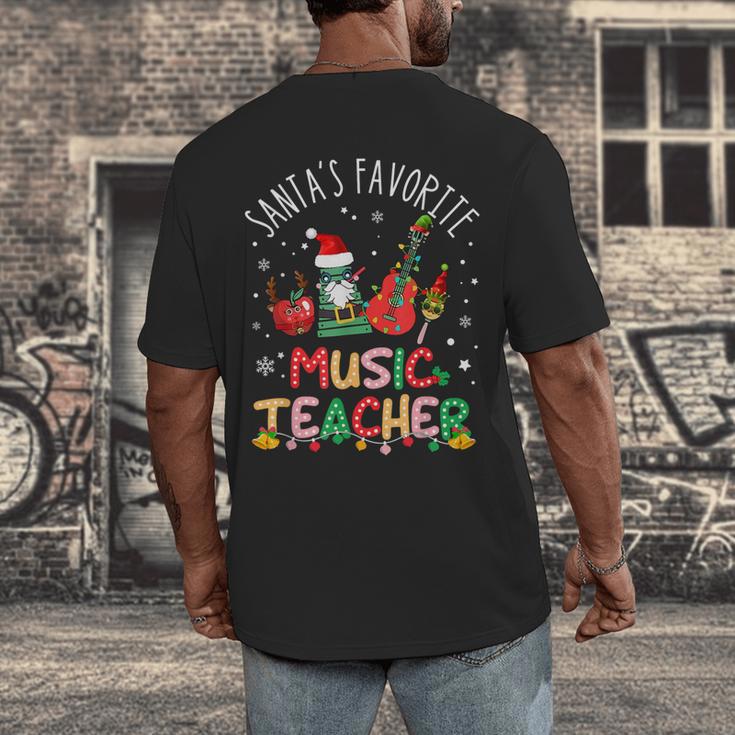 Santa's Favorite Music Teacher Christmas Santa Hat Matching Men's Back Print T-Shirt, funny design Santa's Favorite Music Teacher Christmas Santa Hat Matching Men's Back Print T-Shirt, funny design