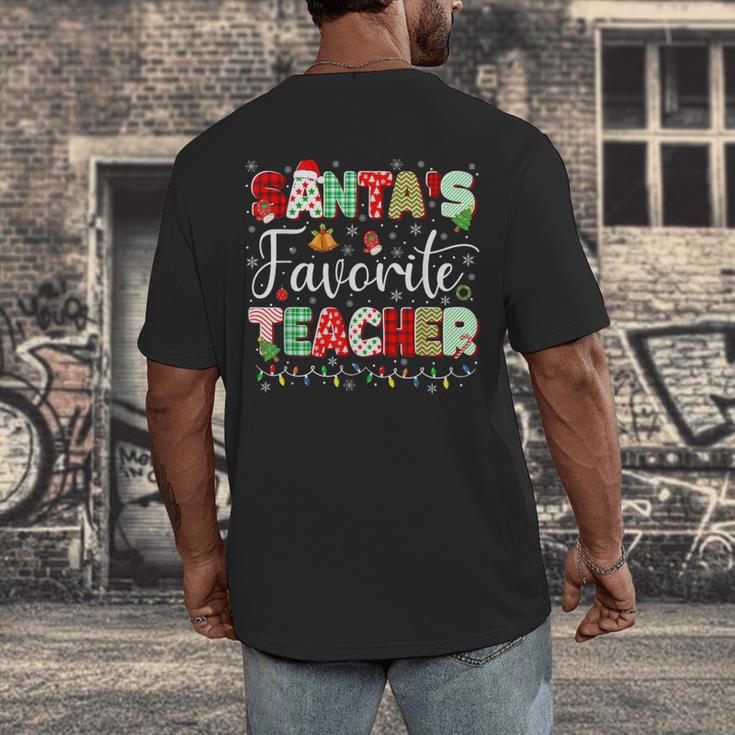 Santas Favorite Teacher Christmas Matching Xmas Men Women Men's Back Print T-Shirt, funny design