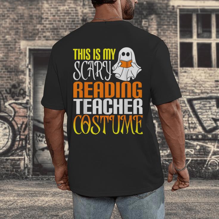 This Is My Scary Reading Teacher Costume Halloween School Men's Back Print T-Shirt, funny design