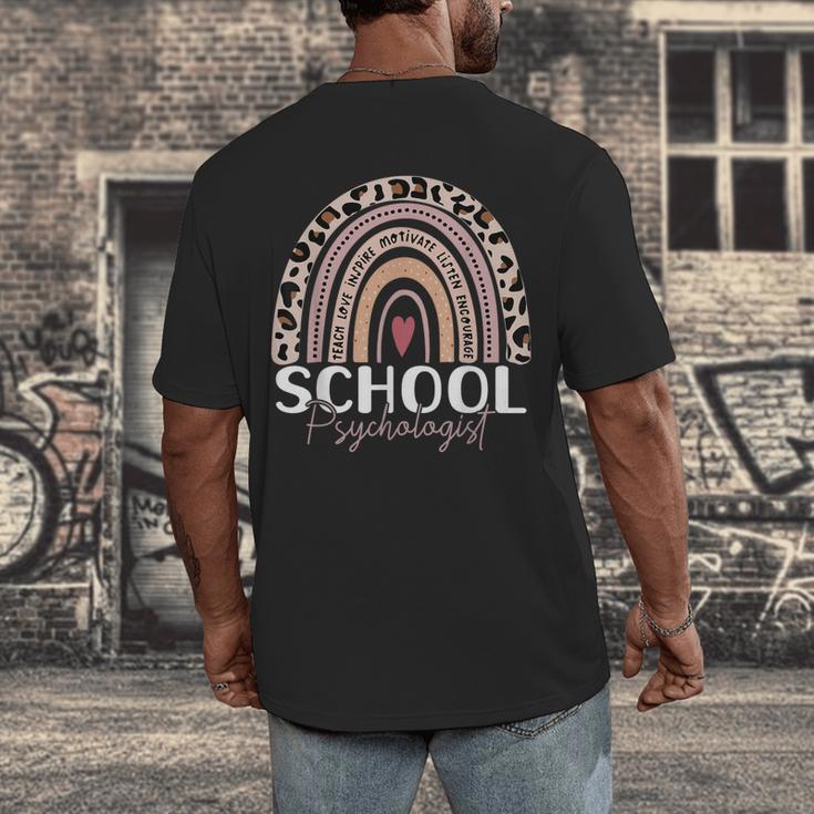 School Psych Teacher School Psychologist Leopard Rainbow Men's Back Print T-Shirt, funny design School Psych Teacher School Psychologist Leopard Rainbow Men's Back Print T-Shirt, funny design
