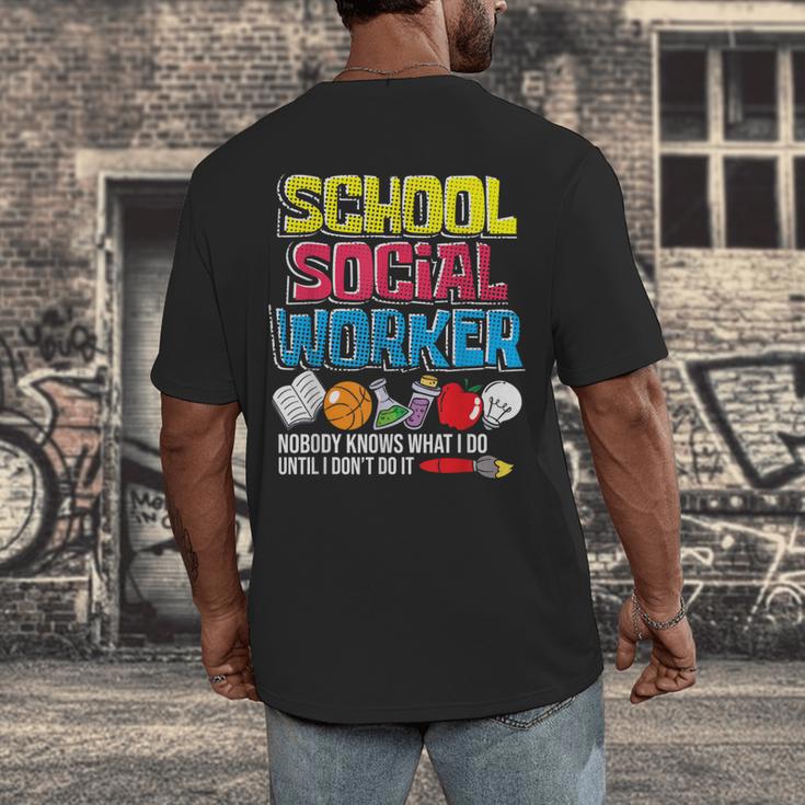 School Social Worker Teacher Caseworker Public Servant LSW Men's Back Print T-Shirt, funny design