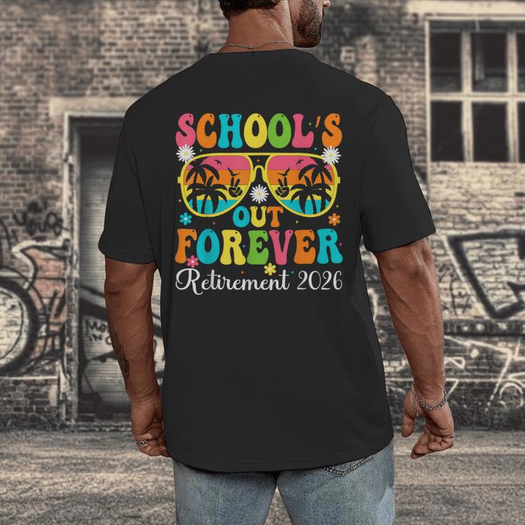 School's Out Forever Retirement 2026 Retro Retired Teacher Men's Back Print T-Shirt, funny design