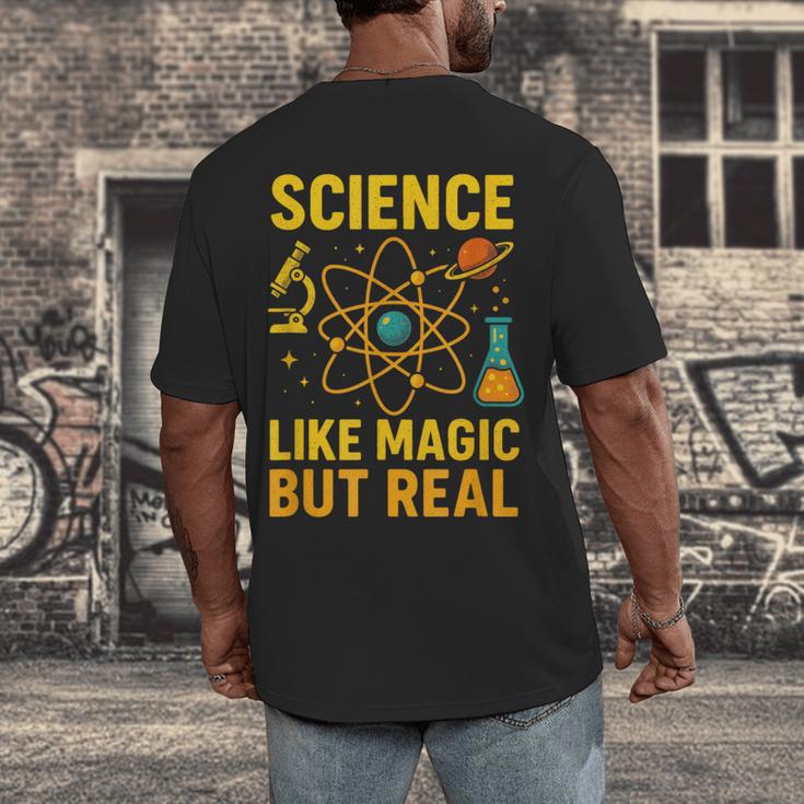 Science Like Magic But Real Nerdy Teacher Men's Back Print T-Shirt, funny design Science Like Magic But Real Nerdy Teacher Men's Back Print T-Shirt, funny design