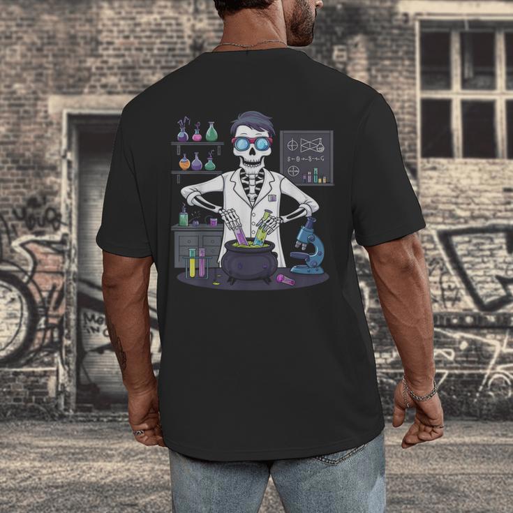 Science Teacher Halloween Skeleton Scientist Chemistry Men's Back Print T-Shirt, funny design Science Teacher Halloween Skeleton Scientist Chemistry Men's Back Print T-Shirt, funny design
