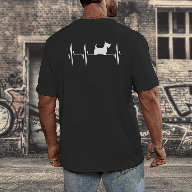 Scottish Terrier Dog Heartbeat Scottie Dog Lover T-Shirt Men's Back Print T-Shirt, funny design