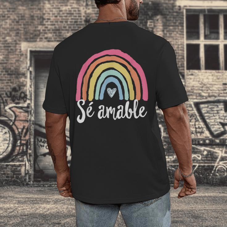 Sé Amable Spanish Bilingual Teacher Be Kind Boho Rainbow Men's Back Print T-Shirt, funny design Sé Amable Spanish Bilingual Teacher Be Kind Boho Rainbow Men's Back Print T-Shirt, funny design