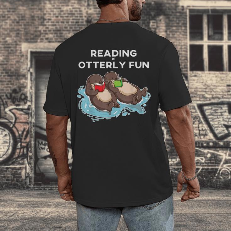 Sea Otter Book Reading Shirt For Bookworm Teachers Men's Back Print T-Shirt, funny design