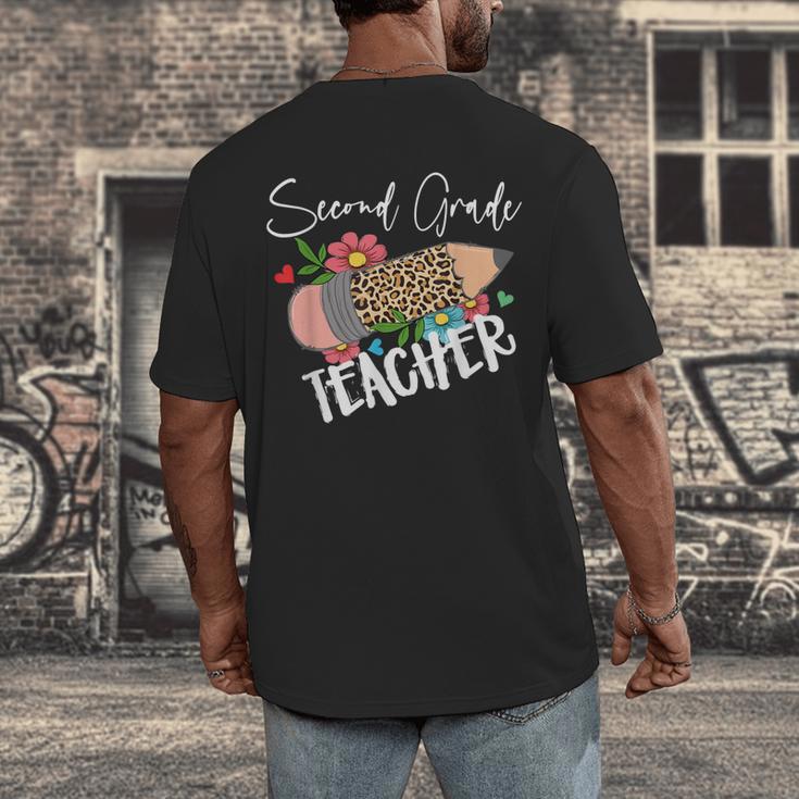 Second Grade Teacher Leopard Pencil 2nd Grade Women Teacher Men's Back Print T-Shirt, funny design Second Grade Teacher Leopard Pencil 2nd Grade Women Teacher Men's Back Print T-Shirt, funny design