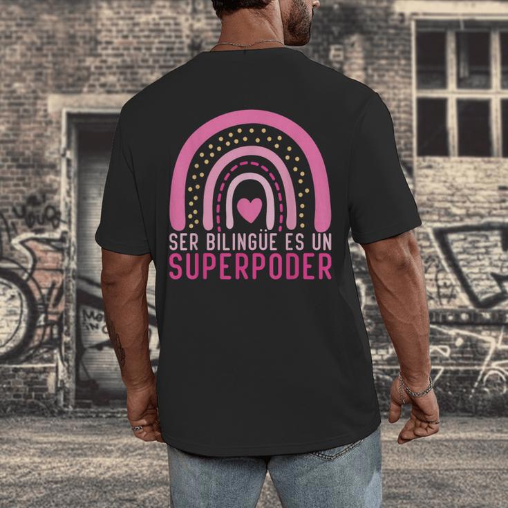 Ser Bilingue Es Un Superpoder Spanish Teacher Esl Teacher Men's Back Print T-Shirt, funny design Ser Bilingue Es Un Superpoder Spanish Teacher Esl Teacher Men's Back Print T-Shirt, funny design