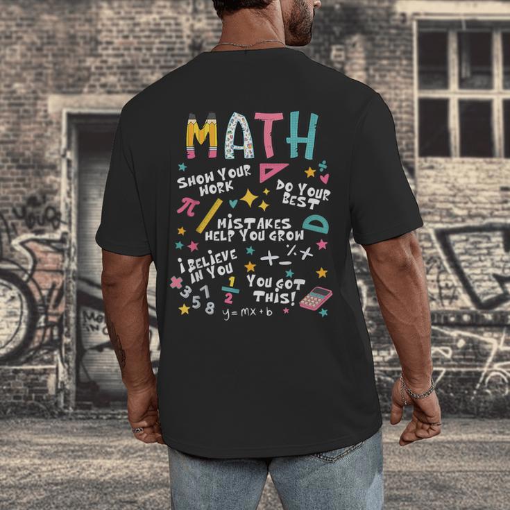 Show Your Work Math Teacher First Day Back To School Men's Back Print T-Shirt, funny design