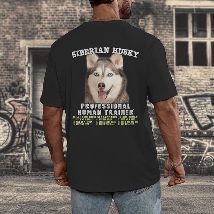 Siberian Husky Professional Human Trainer Men's Back Print T-Shirt, funny design