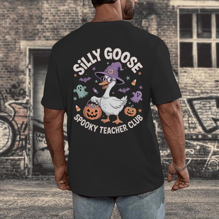 Silly Goose Spooky Teacher Club Halloween Witch Ghost Men's Back Print T-Shirt, funny design