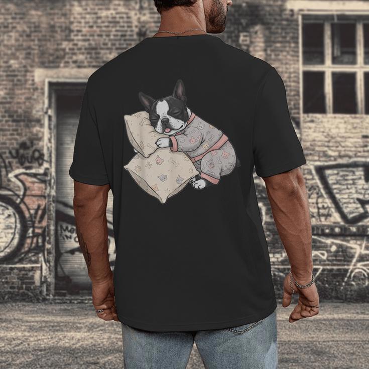 Sleepy Boston Terrier Pajama Men Women Kids Men's Back Print T-Shirt, funny design