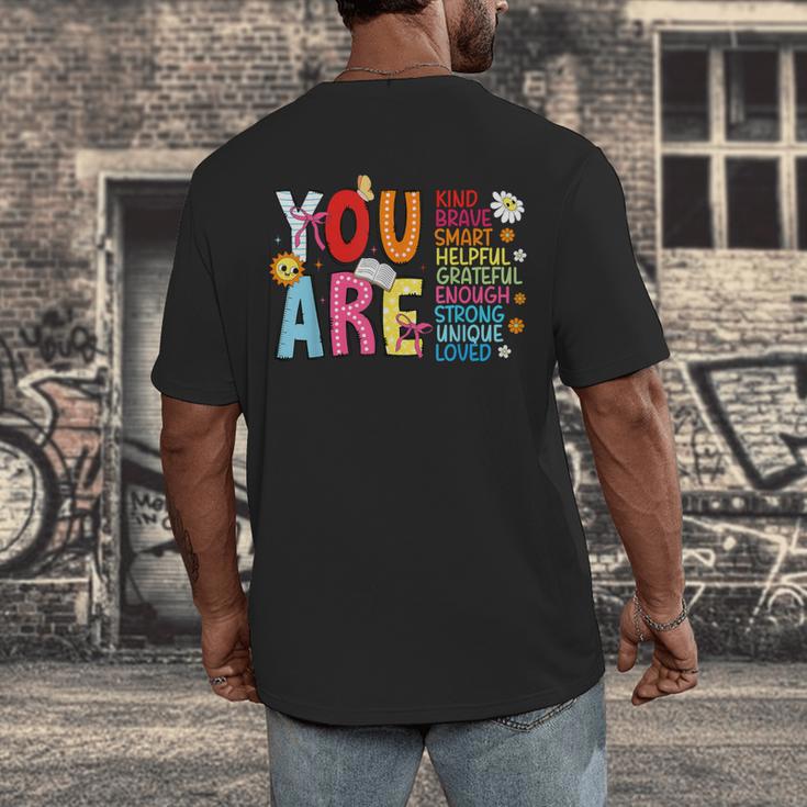 You Are Smart Brave Strong Kind Loved Motivation Teacher Kid Men's Back Print T-Shirt, funny design You Are Smart Brave Strong Kind Loved Motivation Teacher Kid Men's Back Print T-Shirt, funny design