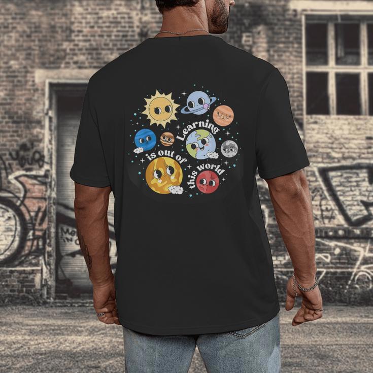 Solar System Learning Is Out Of This World Science Teacher Men's Back Print T-Shirt, funny design