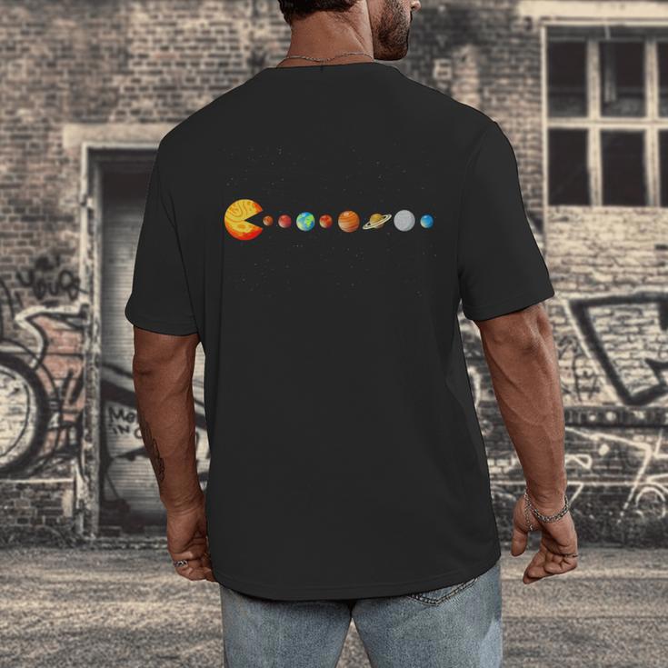 Solar System Teacher Video Games Sun Eating Planets Men's Back Print T-Shirt, funny design Solar System Teacher Video Games Sun Eating Planets Men's Back Print T-Shirt, funny design