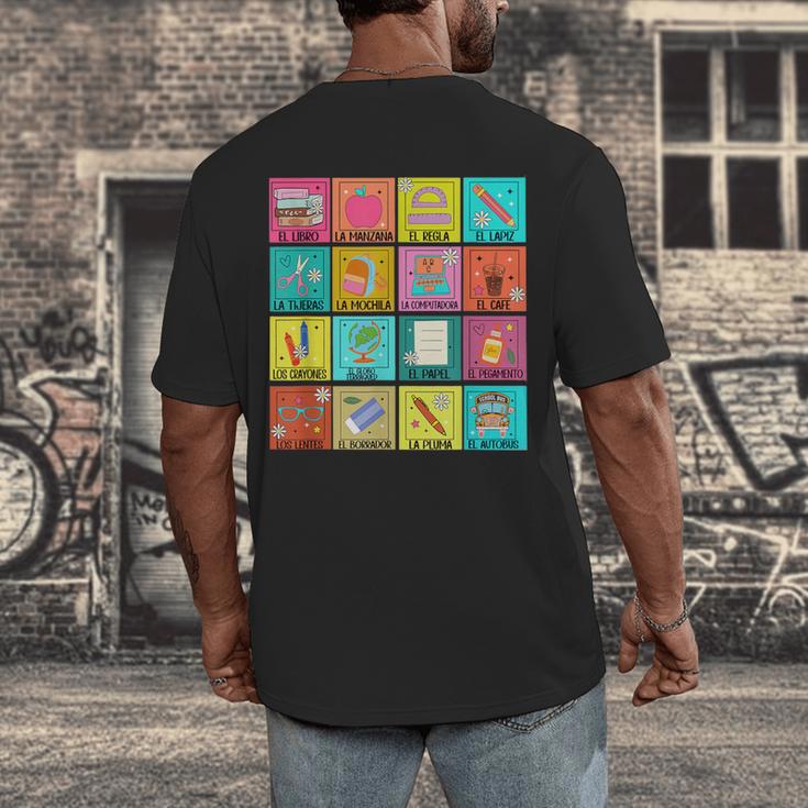 Spanish Teacher Back To School Maestra Dual Language Crew Men's Back Print T-Shirt, funny design