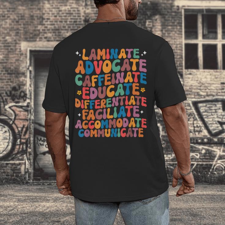 Sped Caffeinate Advocate Laminate Educate Teacher Men Women Kids Men's Back Print T-Shirt, funny design