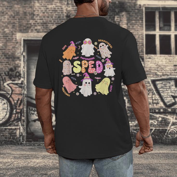 SPED Teacher Halloween Spooky Special Education Team Men Women Kids Men's Back Print T-Shirt, funny design