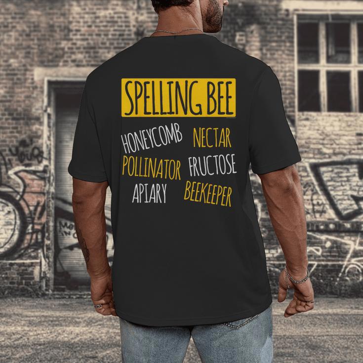 Spelling Bee Halloween Pun Costume Beekeeper Teacher Men's Back Print T-Shirt, funny design