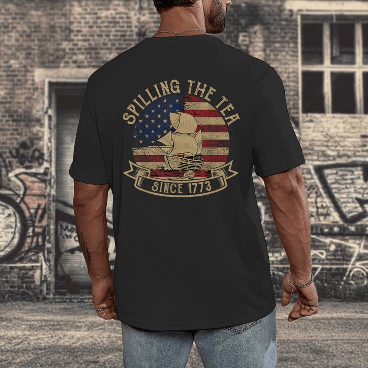 Spilling The Tea Since 1773 American History Teacher Vintage Men's Back Print T-Shirt, funny design Spilling The Tea Since 1773 American History Teacher Vintage Men's Back Print T-Shirt, funny design