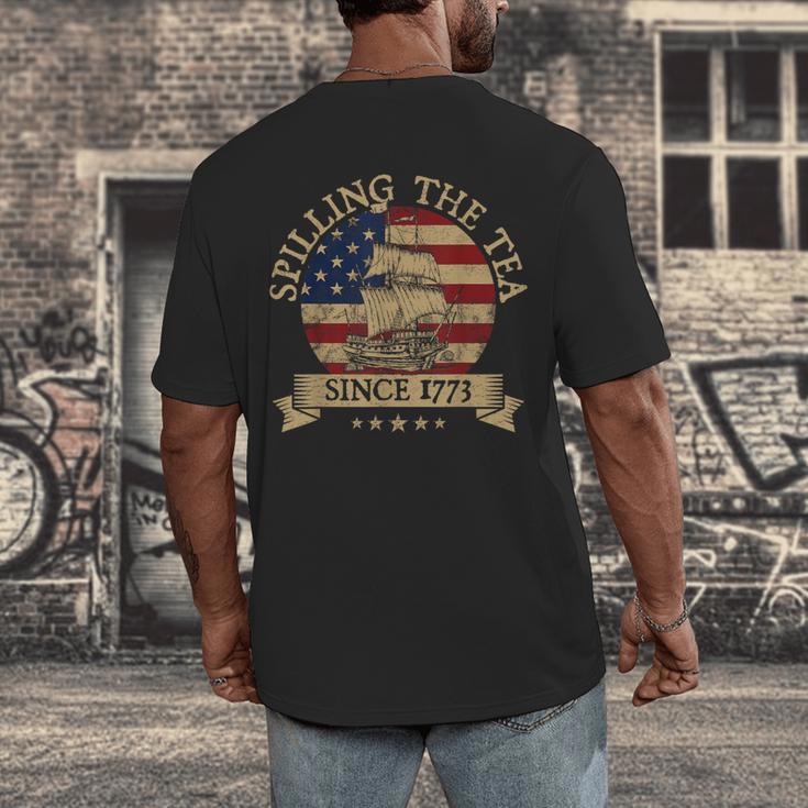 Spilling The Tea Since 1773 Vintage Us History Teacher Men's Back Print T-Shirt, funny design