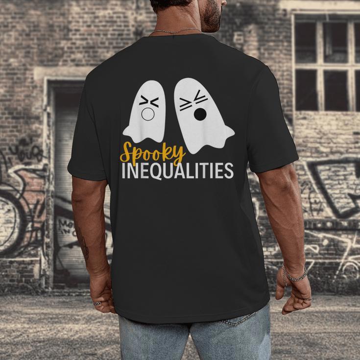 Spooky Ghost Inequalities Halloween Math Teacher Men's Back Print T-Shirt, funny design Spooky Ghost Inequalities Halloween Math Teacher Men's Back Print T-Shirt, funny design