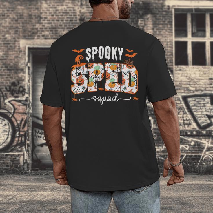 Spooky SPED Squad Special Education Teacher Halloween Ghost Men's Back Print T-Shirt, funny design