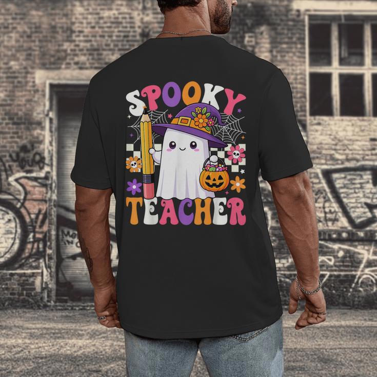 Spooky Teacher Ghost Pencil Teach Halloween Teacher Men's Back Print T-Shirt, funny design Spooky Teacher Ghost Pencil Teach Halloween Teacher Men's Back Print T-Shirt, funny design