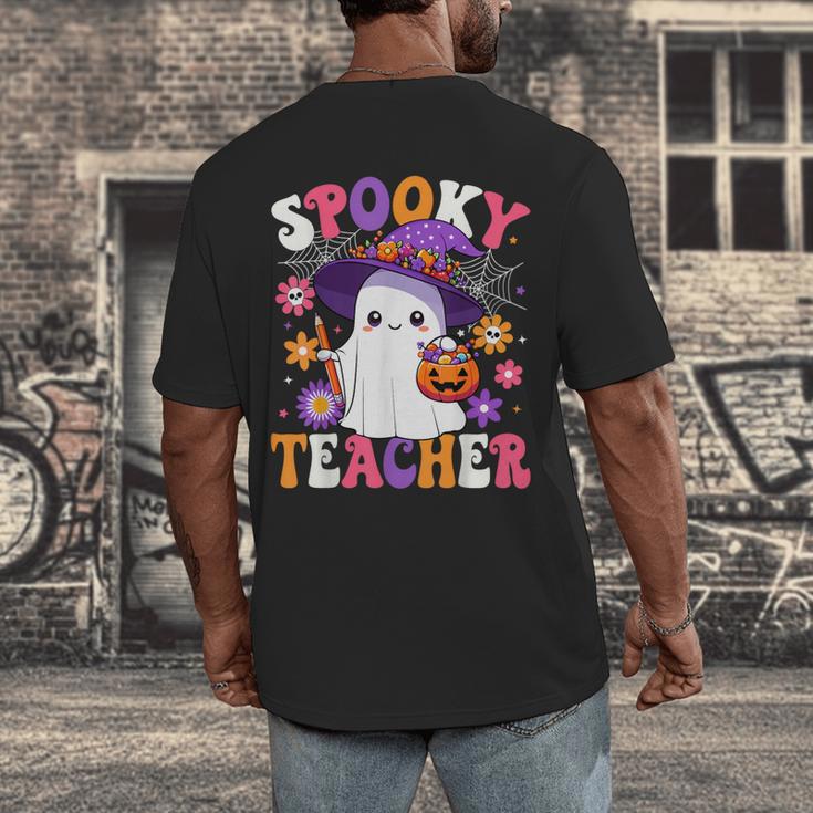 Spooky Teacher Halloween Cute Halloween Teacher Ghost Men's Back Print T-Shirt, funny design