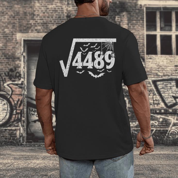 Square Root 4489 Halloween Meme 67 Math Teacher Men's Back Print T-Shirt, funny design Square Root 4489 Halloween Meme 67 Math Teacher Men's Back Print T-Shirt, funny design
