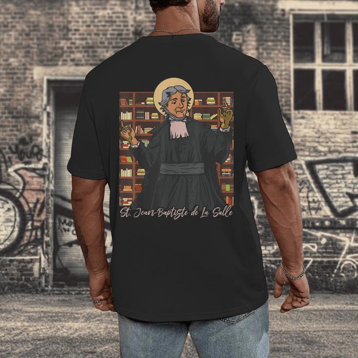 St Jean Baptiste De La Salle Patron Saint Education Teachers Men's Back Print T-Shirt, funny design