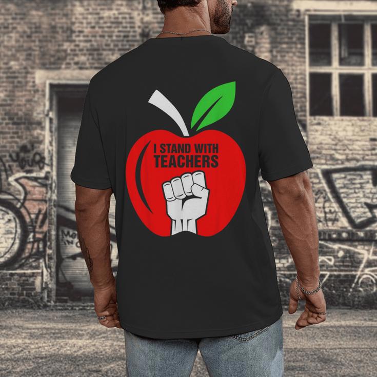 I Stand With Teachers Tshirt Men's Back Print T-Shirt, funny design