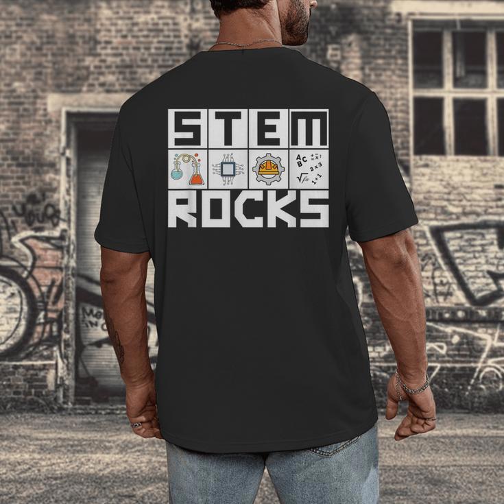 STEM Rocks Science Technology Engineering Math STEM Teacher Men's Back Print T-Shirt, funny design STEM Rocks Science Technology Engineering Math STEM Teacher Men's Back Print T-Shirt, funny design