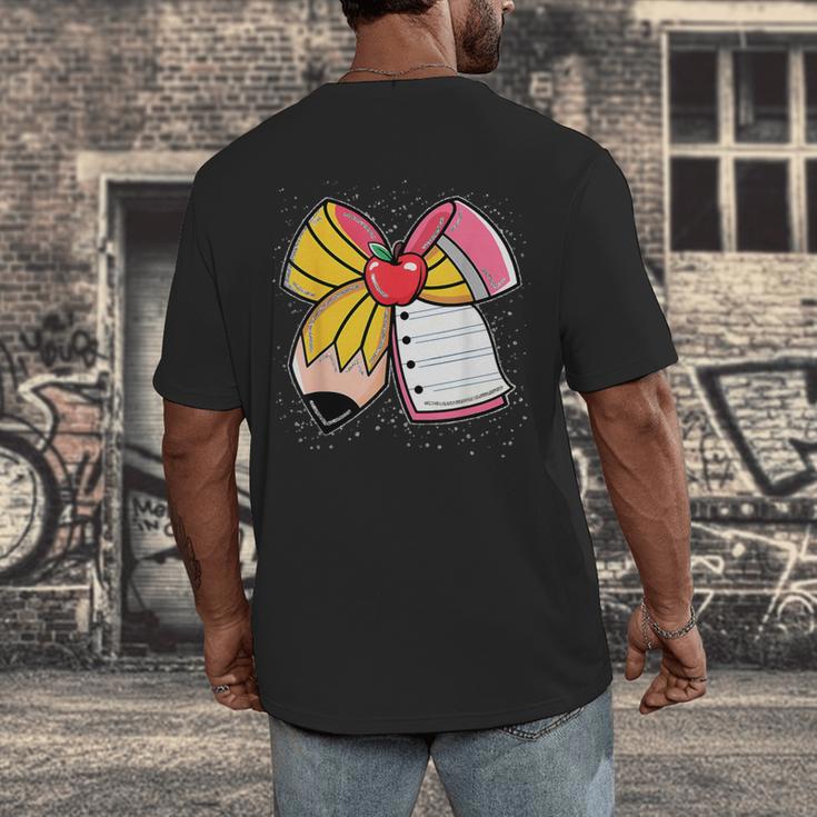 Student Teacher Coquette Bow Pencil Back To School First Day Men's Back Print T-Shirt, funny design Student Teacher Coquette Bow Pencil Back To School First Day Men's Back Print T-Shirt, funny design