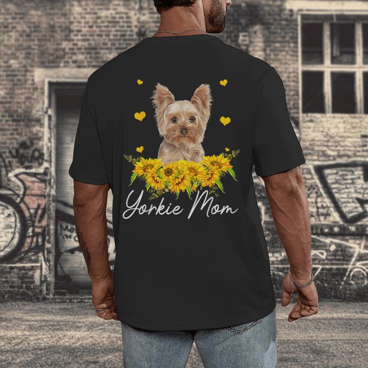 Sunflower Yorkie Mom Dog Lover Men's Back Print T-Shirt, funny design