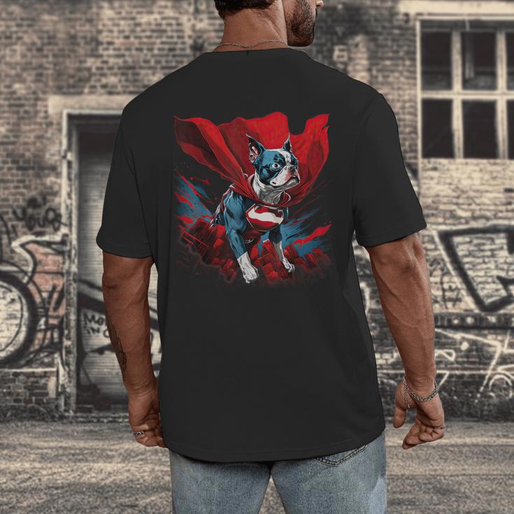 Super Power Superhero Boston Terrier Dog For Men Women Kids Men's Back Print T-Shirt, funny design