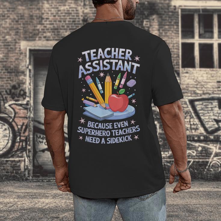 Superhero Sidekick Teaching Teach School Teacher Assistant Men's Back Print T-Shirt, funny design Superhero Sidekick Teaching Teach School Teacher Assistant Men's Back Print T-Shirt, funny design