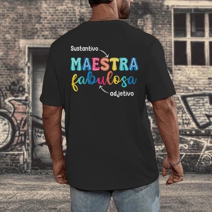 Sustantivo Maestra Fabulosa Adjetivo Spanish Teacher Men's Back Print T-Shirt, funny design