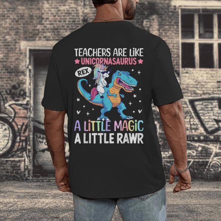 T Rex Dinosaur Unicorn Teachers Are Like Unicornasaurus Rex Men's Back Print T-Shirt, funny design T Rex Dinosaur Unicorn Teachers Are Like Unicornasaurus Rex Men's Back Print T-Shirt, funny design