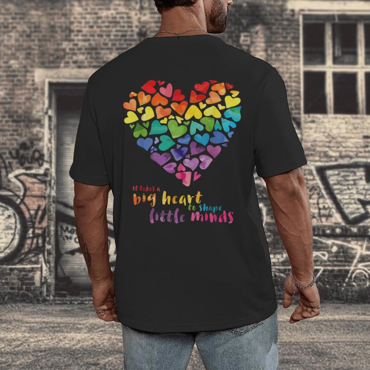 It Takes a Big Heart To Shape Little Minds Teacher Men's Back Print T-Shirt, funny design It Takes a Big Heart To Shape Little Minds Teacher Men's Back Print T-Shirt, funny design